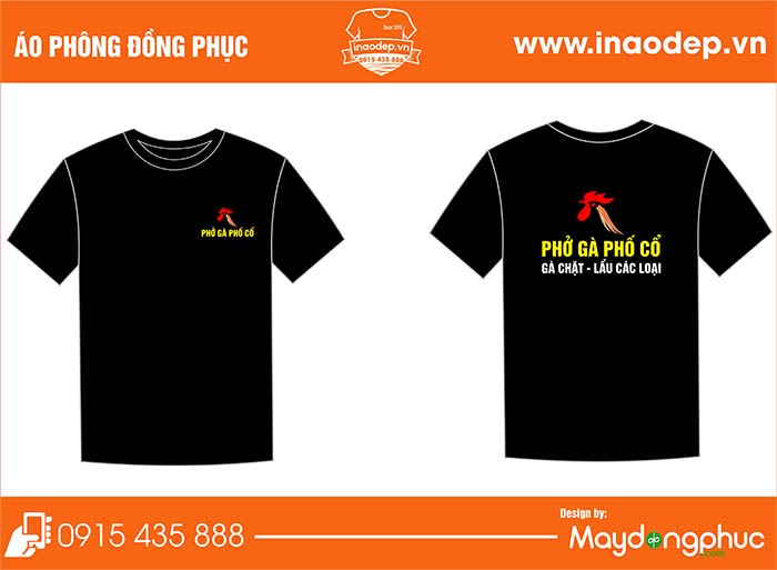 In áo phổng cổ tròn Quán Phở gà phố cổ | In ao phong dong phuc