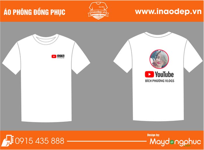In áo phông Youtube Bích Phương Vlogs | In ao phong dong phuc