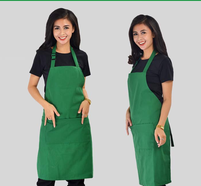 In tạp dề đồng phục màu xanh lá | In tap de dong phuc