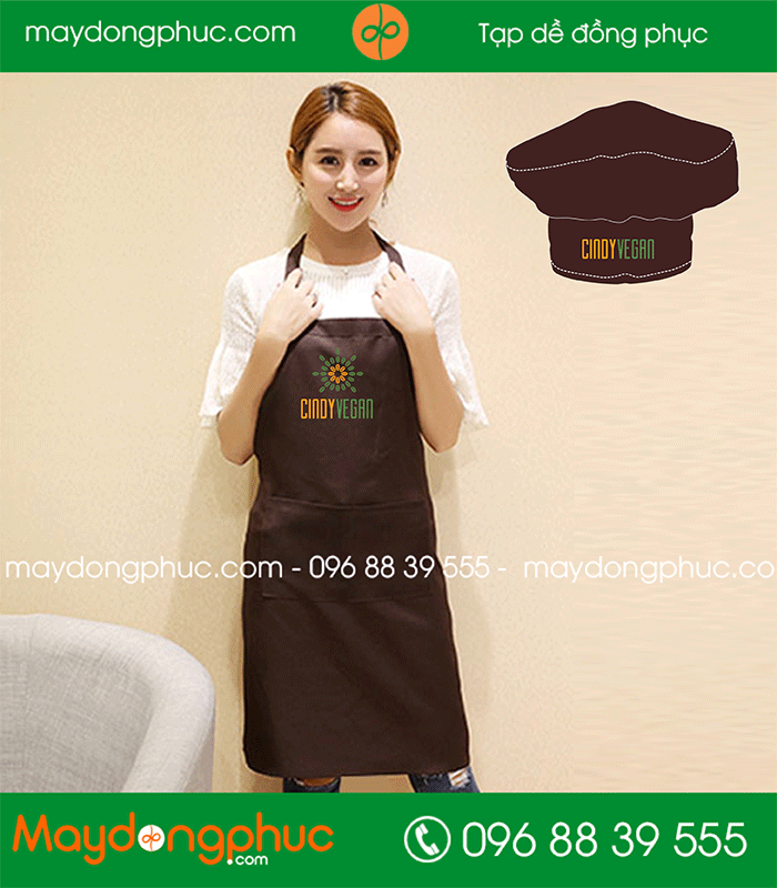 In tạp dề quán Cindy Vegan | In tap de dong phuc