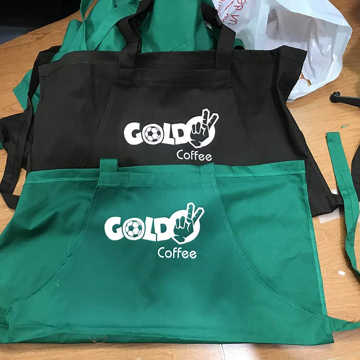 In tạp dề Quán Gold Coffee | In tap de dong phuc