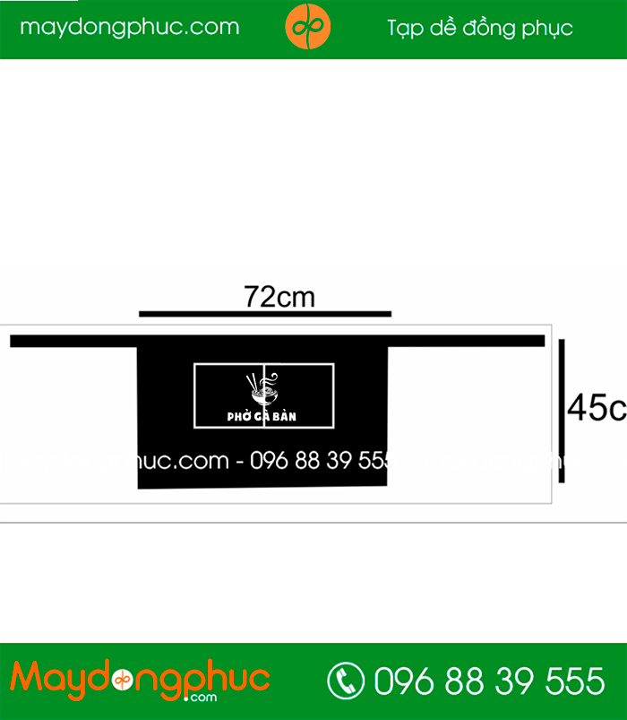 In tạp dề dáng ngắn màu đen Quán Phở gà bán | In tap de dong phuc