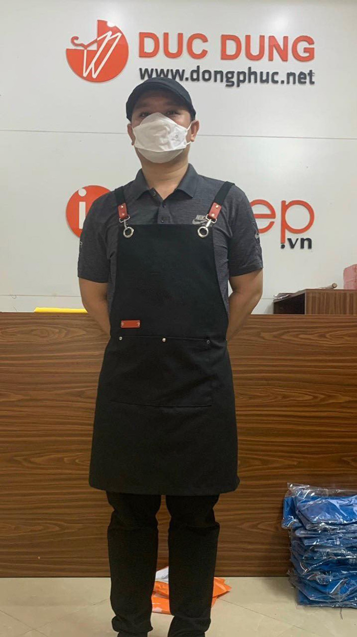 In tạp dề mẫu mới màu đen | In tap de dong phuc