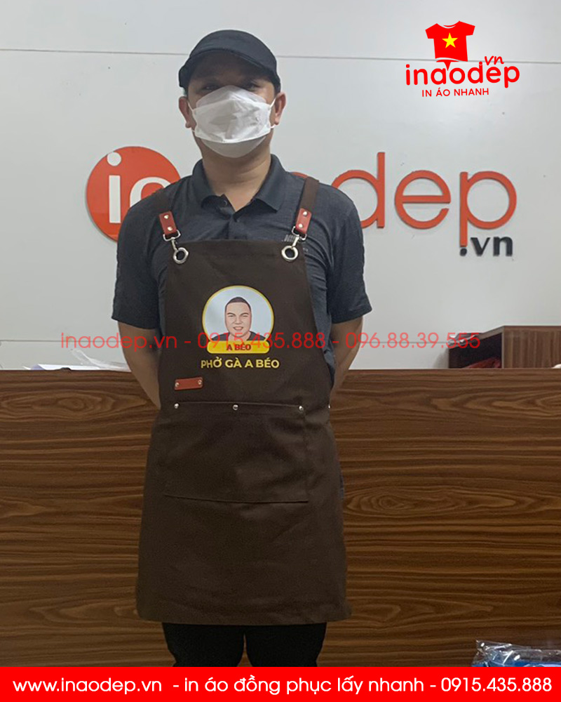 In tạp dề Quán Phở gà A Béo | In tap de dong phuc