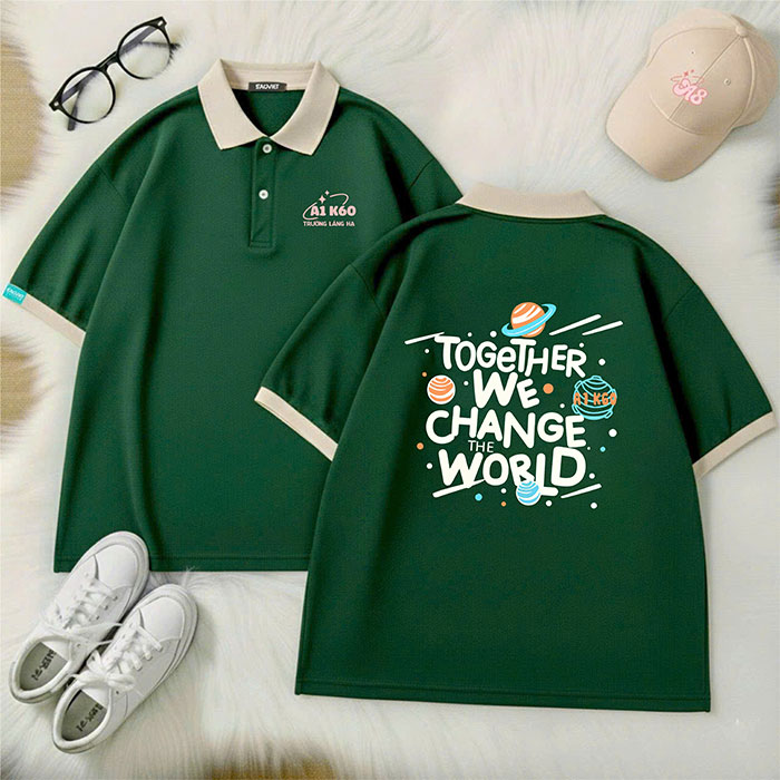 In áo Lớp A1 K60 Trường Láng Hạ - Together We change the world | In ao phong dong phuc