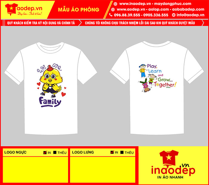 In áo Lớp We are family - Play Learn and Grow Together | In ao phong dong phuc