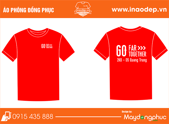 In áo cổ tròn màu đỏ Lớp 2K6-D5 Quang Trung | In ao phong dong phuc
