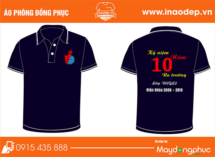 In áo kỉ niệm 10 năm lớp D2QL2 trường lao động xã hội | In ao phong dong phuc