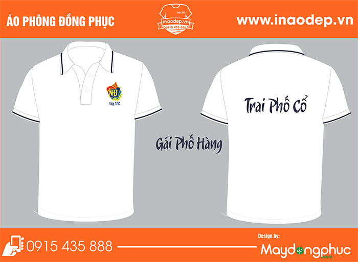 In áo lớp cổ bè 10C - Trai Phố Cổ | In ao phong dong phuc