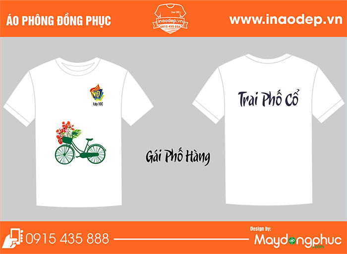 In áo lớp cổ tròn 10C Trai Phố Cổ | In ao phong dong phuc