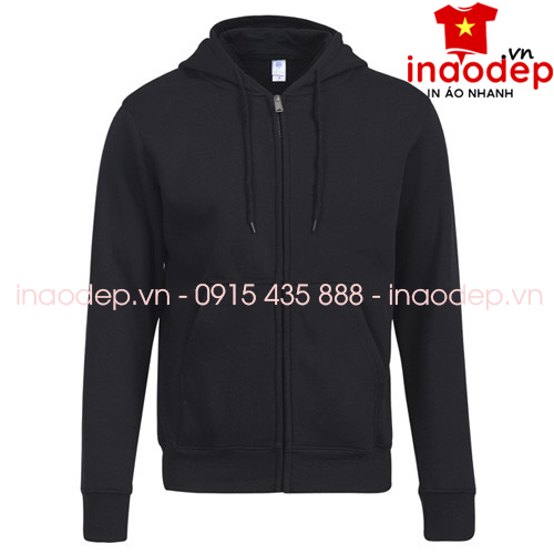 Áo nỉ Hoodie Zip màu đen | Ao ni