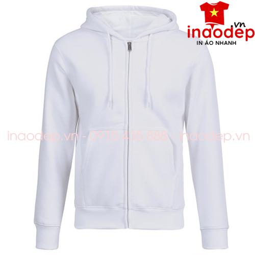 Áo nỉ Hoodie Zip màu trắng | Ao ni