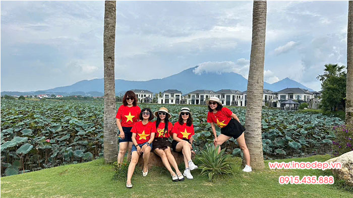 In Áo cờ đỏ in ngôi sao vàng trên mặt trước | In ao co do sao vang