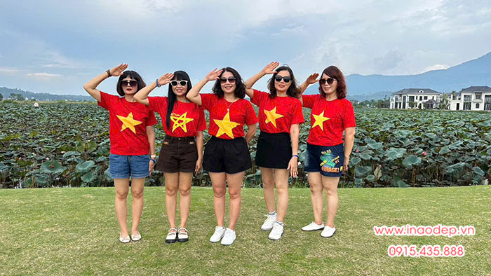 In Áo cờ đỏ in ngôi sao vàng trên mặt trước | In ao co do sao vang