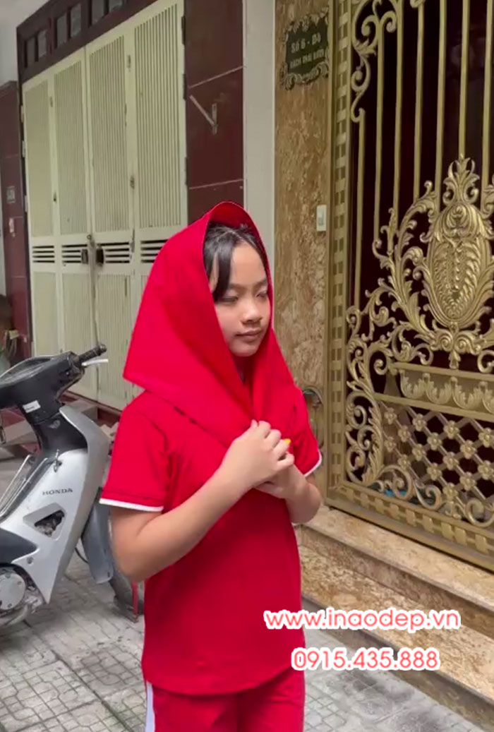 In Áo cờ đỏ sao vàng cho trẻ em cùng với khăn quàng sao vàng | In ao co do sao vang