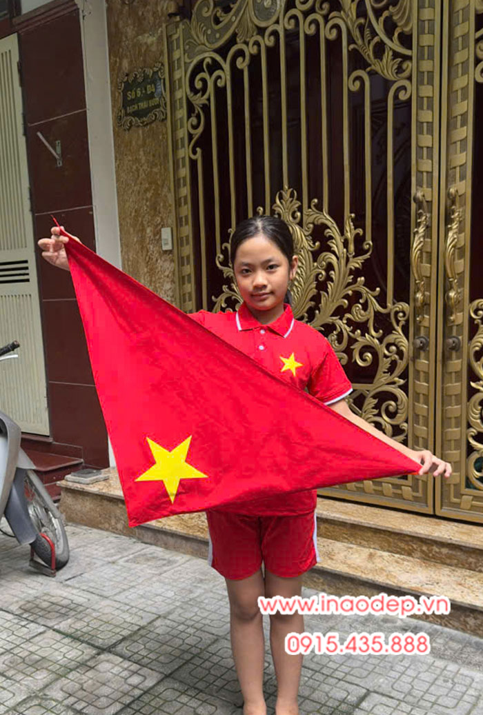 In Áo cờ đỏ sao vàng cho trẻ em cùng với khăn quàng sao vàng | In ao co do sao vang