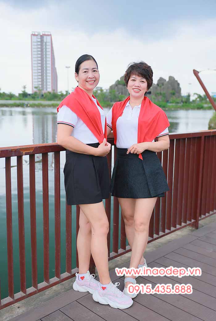 In Áo phông màu trắng In lá cờ Việt Nam cùng với khăn quàng đỏ sao vàng | In ao co do sao vang