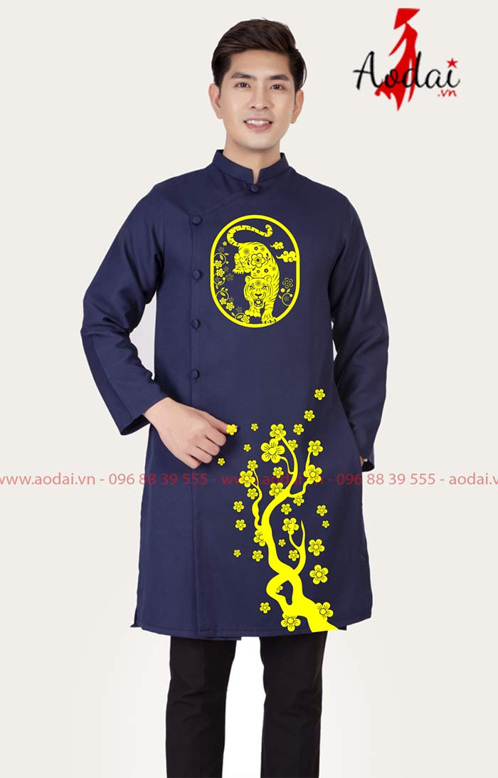 Áo dài nam màu tím than mẫu 2  | Ao dai dong phuc
