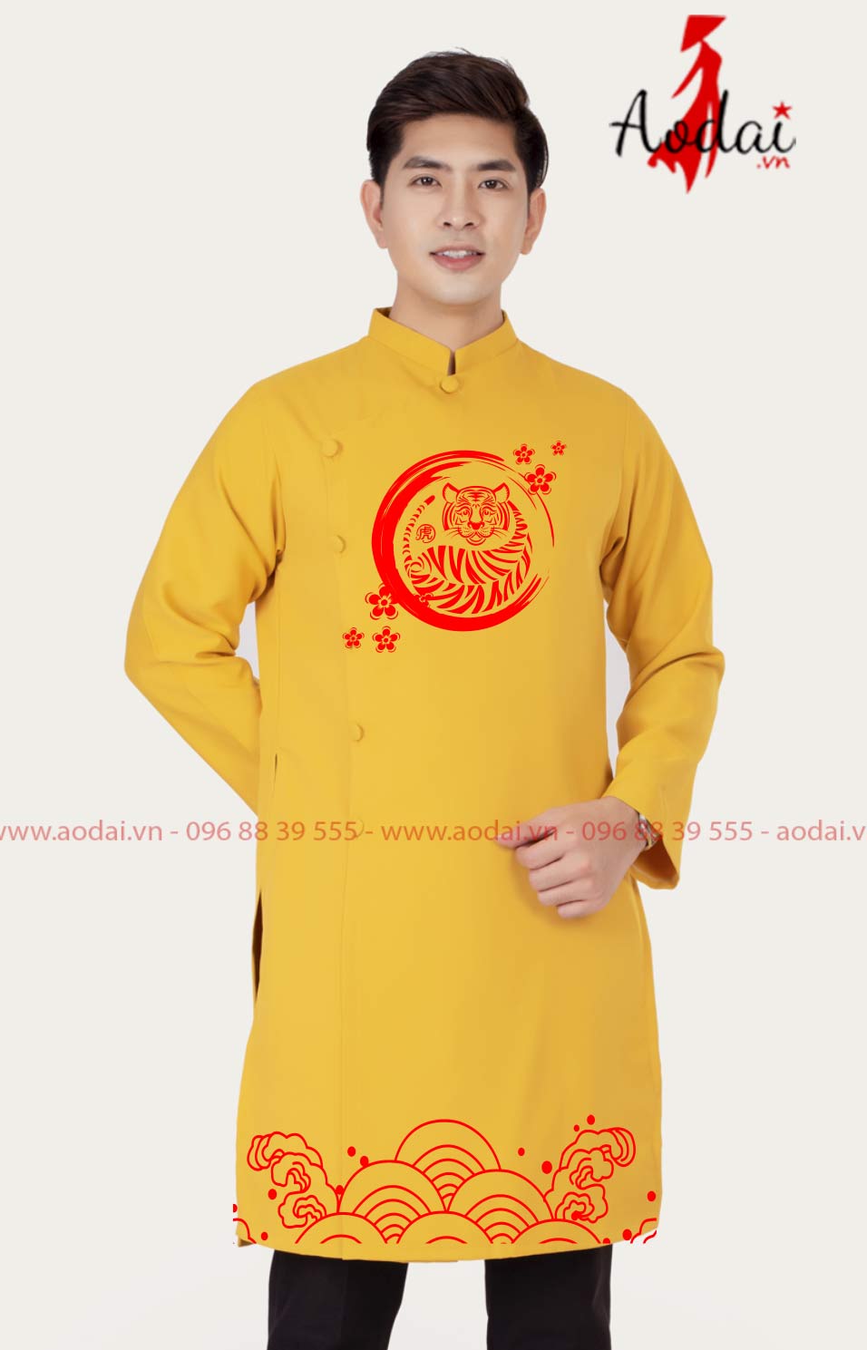 Áo dài nam màu vàng mẫu 1  | Ao dai dong phuc