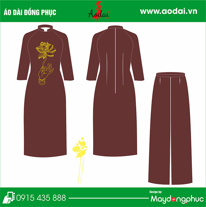 Áo dài đồng phục màu nâu | Ao dai dong phuc