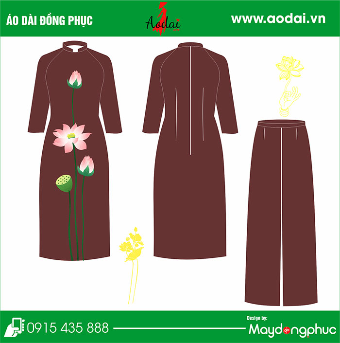 Áo dài đồng phục màu nâu | Ao dai dong phuc